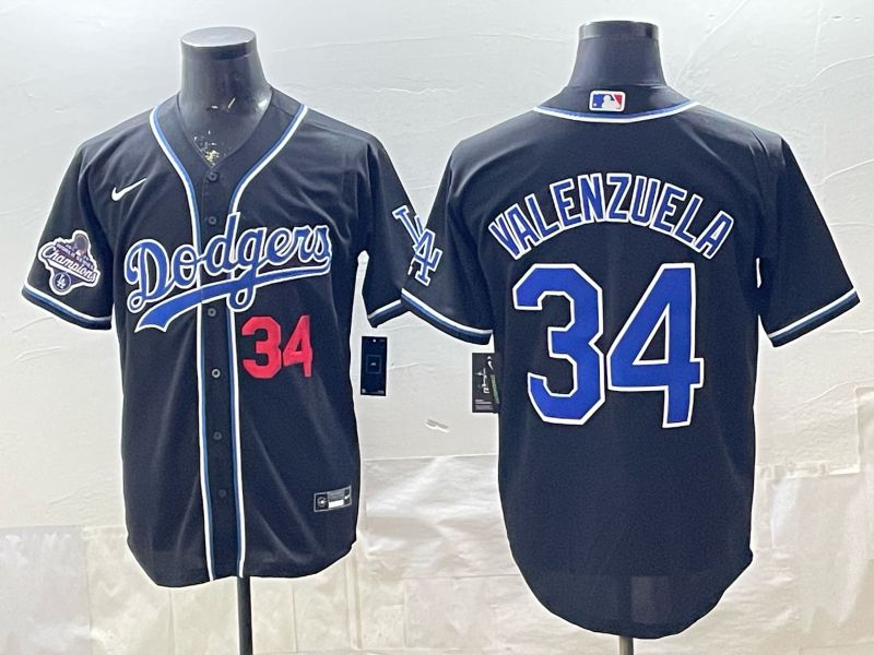 2026 Men Nike Los Angeles Dodgers #34 Valenzuela Black Game MLB Jersey 0011